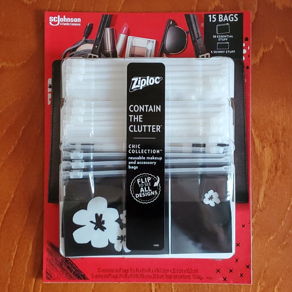 15 Ziploc Reusable Makeup & Accessory Bags
